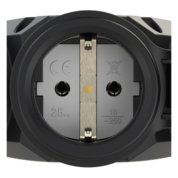 Трійник кабельний 16A/250V/2P+E/IP44 з гумовим корпусом виробник PCE 253711-SR