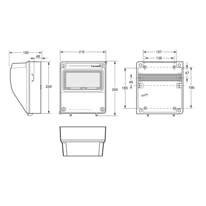 Шафа під розетки Famatel AcquaCOMBI, 9 модулів, IP65
