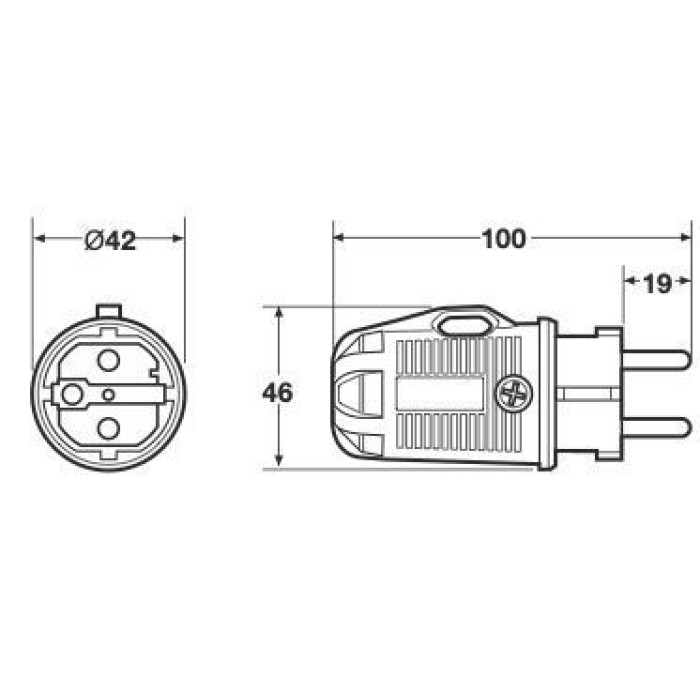 Вилка Famatel Schuko 2P+E, 16A, 250В, IP54