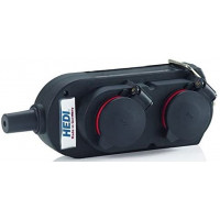 9043 HEDI Колодка підв., 4-Shuko 16А/230V/1P+N+E/IP44 з кришками, чорна