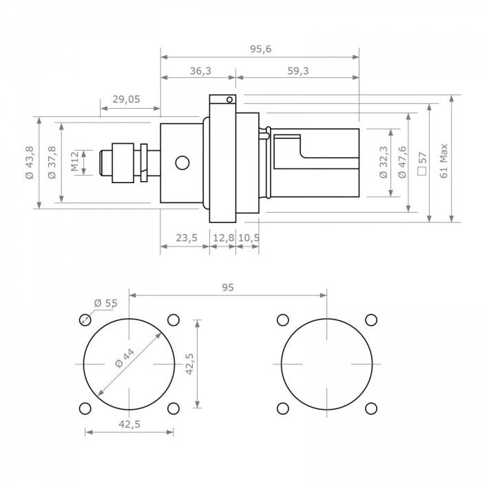Штекер панельний SPX, 480А, L2, підʼєднання М12, чорний , Power Syntax арт.SPX4PD2BKM120000