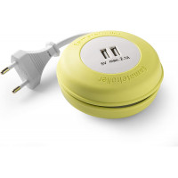 Подовжувач ролер 2 USB, кабель 2м, лайм, виробник FAMATEL 2957
