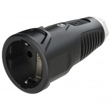 Розетка кабельна 16A/250V/2P+E/IP20 гумовий корпус виробник PCE 2520-sw