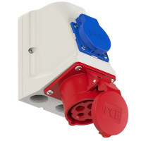 Розетка настенная комбо 16А/400V/3P+E/IP44+1GS производитель PCE 9214-6