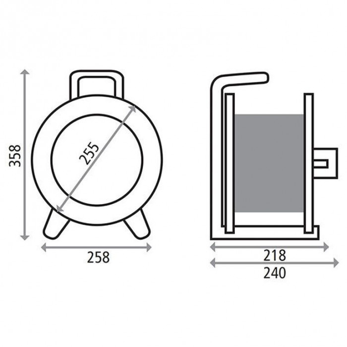 K1S50GTF HEDI Подовжувач на котушці з металу D=255мм/3GS/IP44/50м H05RR-F3G1,5/термозахист