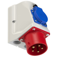 Вилка настінна комбінована 32А/400V/3P+N+E/IP44+1 GS виробник PCE 95225-6